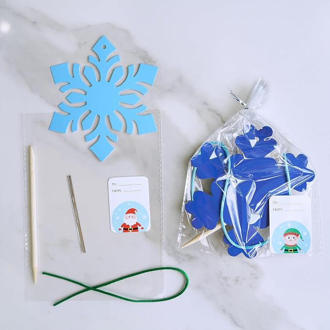 Winlyn 56 Sets 8 Styles Magic Color Scratch Blue Snowflake Ornaments - Image 7