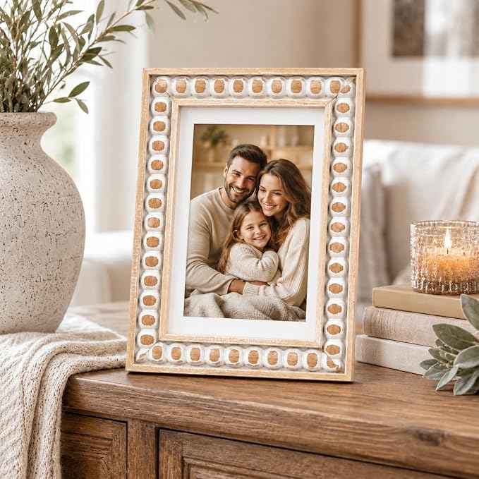 Solid Wood 5x7 Picture Frame Beaded Frame - Image 2