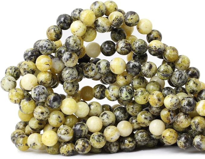 45PCS 8mm Natural Yellow Turquoise Gemstone Round Loose Beads Stone Beads by CHEAVIAN