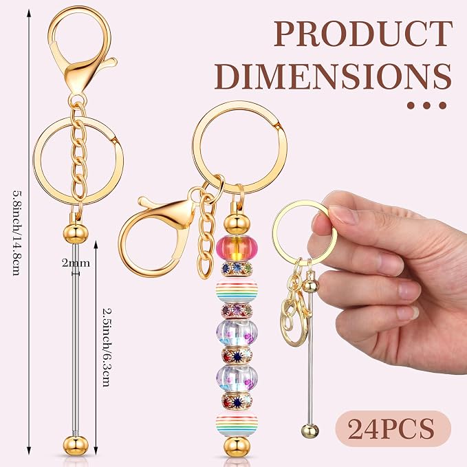 Tondiamo 24 Pcs Beadable Keychain Bars Bulk Beads - Image 2