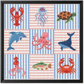 FREEBLOSS 11CT Cross Stitch Kits Striped Sea Animal Stamped Embroidery Kits by FreeandCreativeCraftsArt