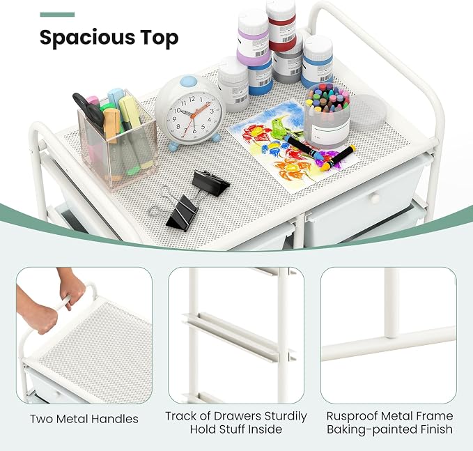 Giantex 10 Drawers Rolling Cart, Classroom Organizers, Storage Cart - Image 8