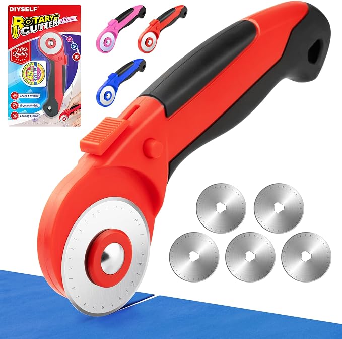 DIYSELF 45mm Rotary Cutter for Fabric, Fabric Cutter Rotary Tool by DIYSELF