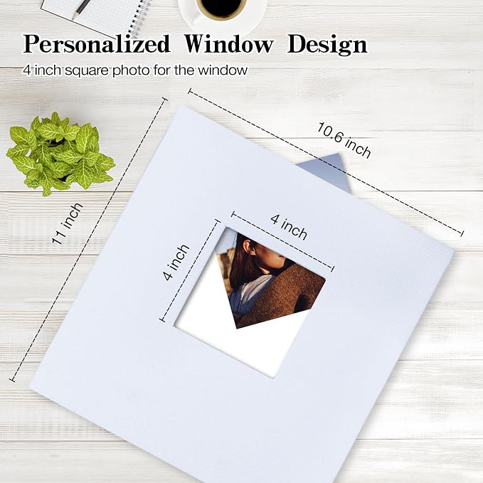 potricher 11x10.6 Inch Self Adhesive Photo Album Linen Cover 80 Pages Sticky - Image 2