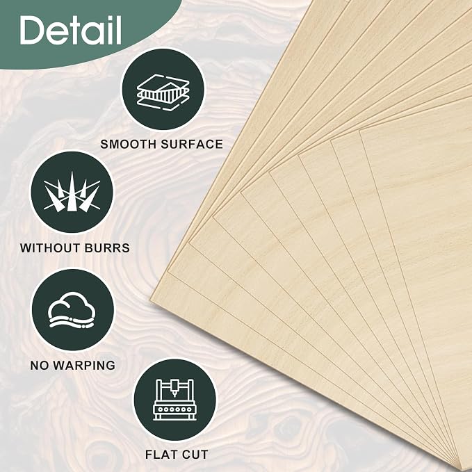 6 Pack Basswood Sheets for Crafts 1/8x12x18 Inch 3mm Larger Basswood for Laser - Image 3