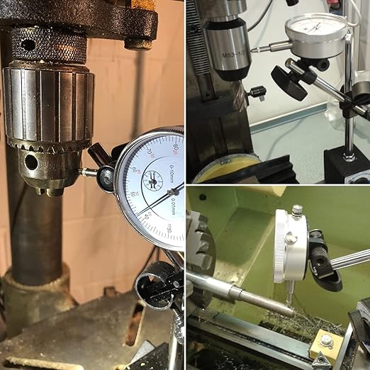 Dial Indicator with Magnetic Base Holder 0-10mm, Fine Adjustable Long Arm Tester Gage Gauge 0.01mm Precision, Indicator Points 22pcs
