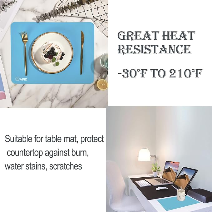 Sapid 2Pcs Thick Silicone Mat for Crafts, Nonstick Silicon Sheet for Epoxy Resin - Image 7
