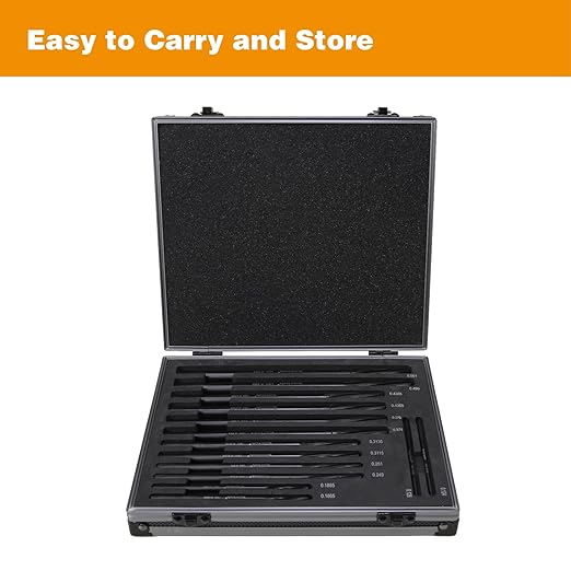 M2 High Speed Steel Premium Chucking Reamer Set, 14 pcs Over and Under Sizes 0.1240'' Thru 0.5010'', Spiral Flute, Enlarge, Smoothing and Finishing Holes