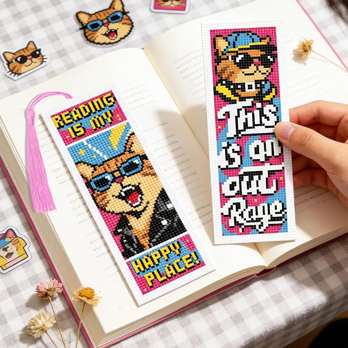 ACRNIGHEET 6PCS Cross Stitch Bookmark Kit - Image 7