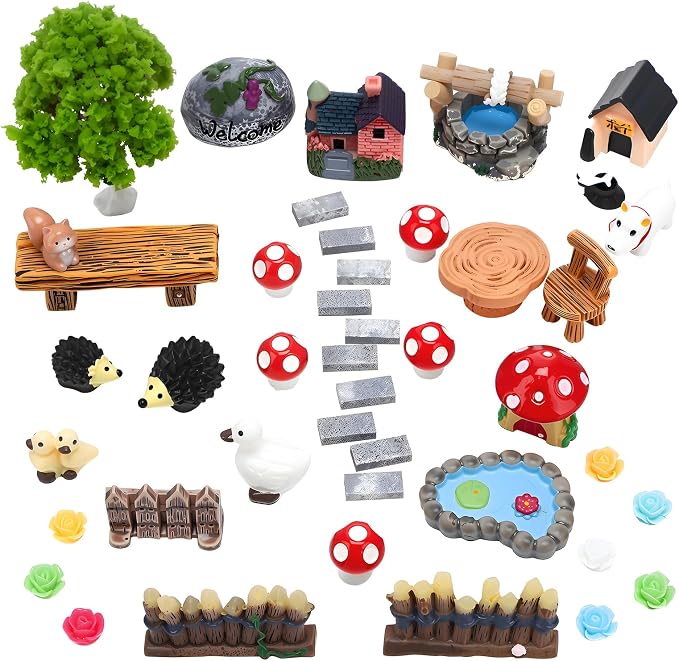 45 Pcs Fairy Garden Accessories Miniatures Garden Kit - Image 7