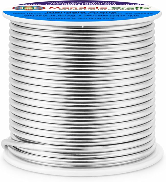 Mandala Crafts 12 Gauge Silver Tone Anodized Aluminum Craft Wire, 60 FT | - Image 2