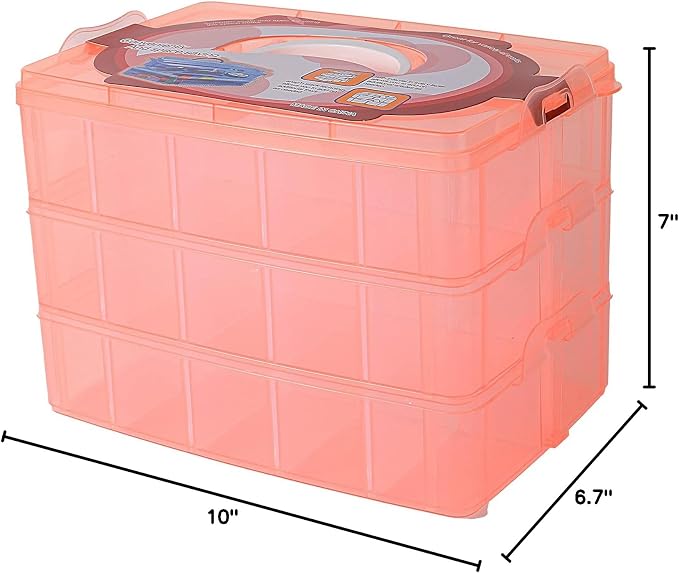 Sooyee Craft Storage Organizer, 3-Tier Plastic Sewing Box - Image 7