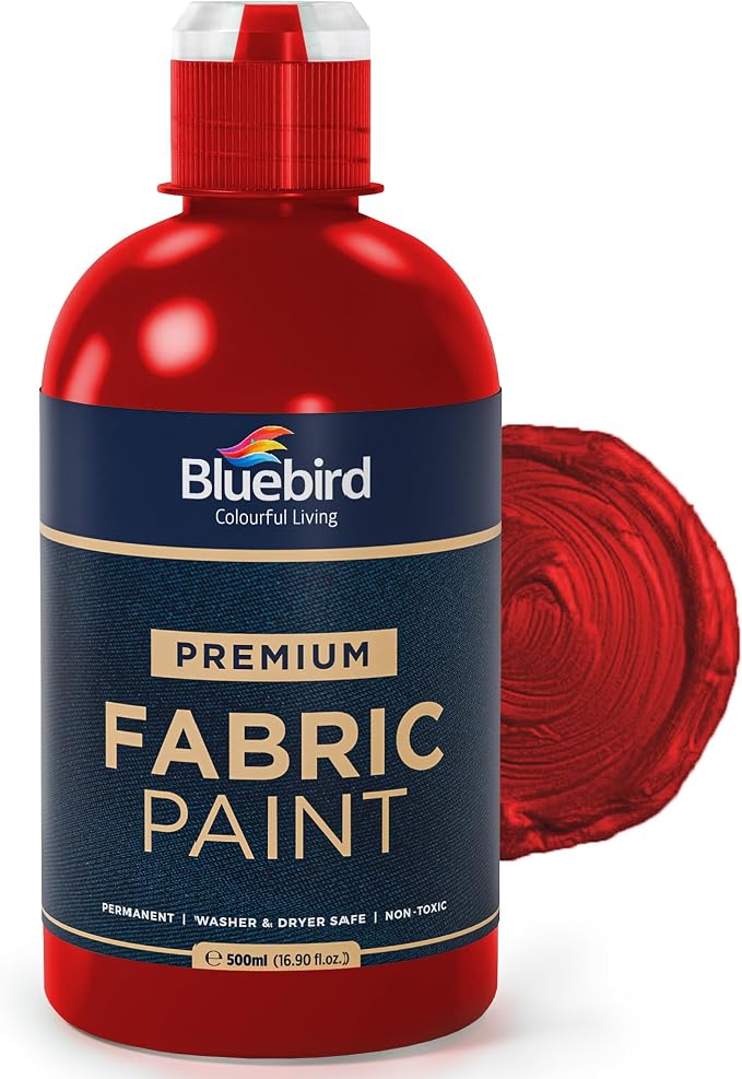 BLUEBIRD Fabric Paint, Blood Red, 16.9 Fl Oz, Permanent Fabric Paints by BluebirdArts