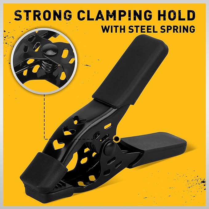 6-Piece Heavy Duty 4-inch Spring Clamps - Tarp Clips for Woodworking, Pool Cover, Backdrop Stand & Photography