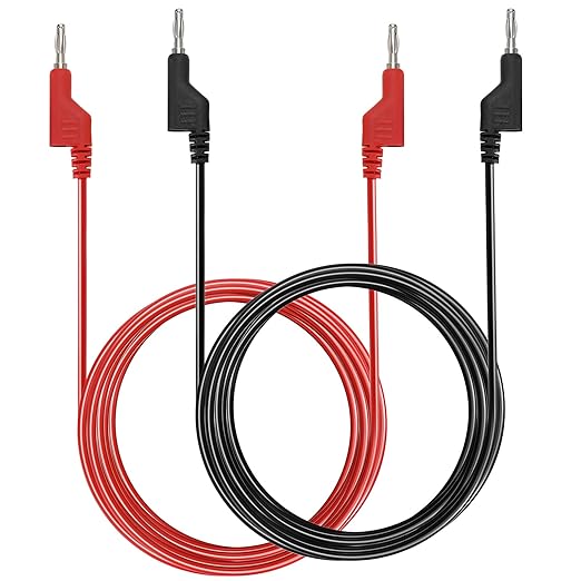 Sumnacon 2Pcs Banana to Banana Plug Test Leads - Stackable 4MM Banana Plug Test Cables, Multimeter Clip Wires for Electrical Testing 1000V/15A 6.6Ft/2M