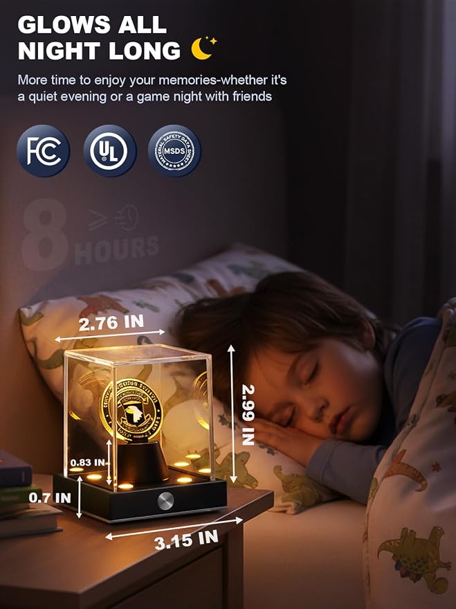 JupDec Cordless LED Challenge Coin Display Case, Autograph Coin Showcase - Image 3