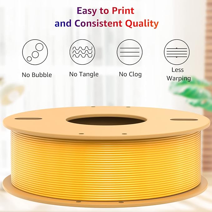 PLA+ 3D Printer Filament 1.75mm No Tangle, Neatly Wound Filament Net Weight 250g Spool, PLA Pro Plus, Silk Gold