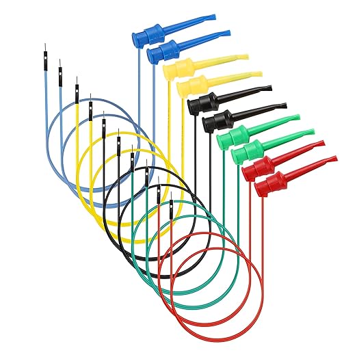 Sumnacon 10Pcs Test Hook to Male Jumper Wires - 26 AWG Binding Post to Solderless Breadboard Jumper Leads, Soft Silicone Flexible Test Leads for Electrical Testing