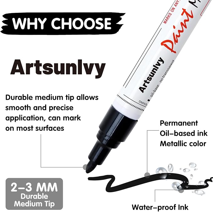 Artsunlvy Black Paint Pens Permanent Markers - Image 5