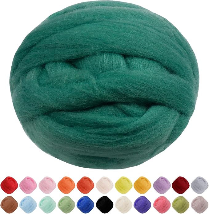JeogYong Needle Felting Wool, 3.53oz Wool Roving Chunky Wool Yarn, Lake Green by JeogYong
