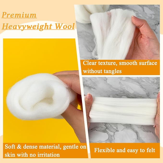 ZUFECY Natural White Wool Roving - Image 4