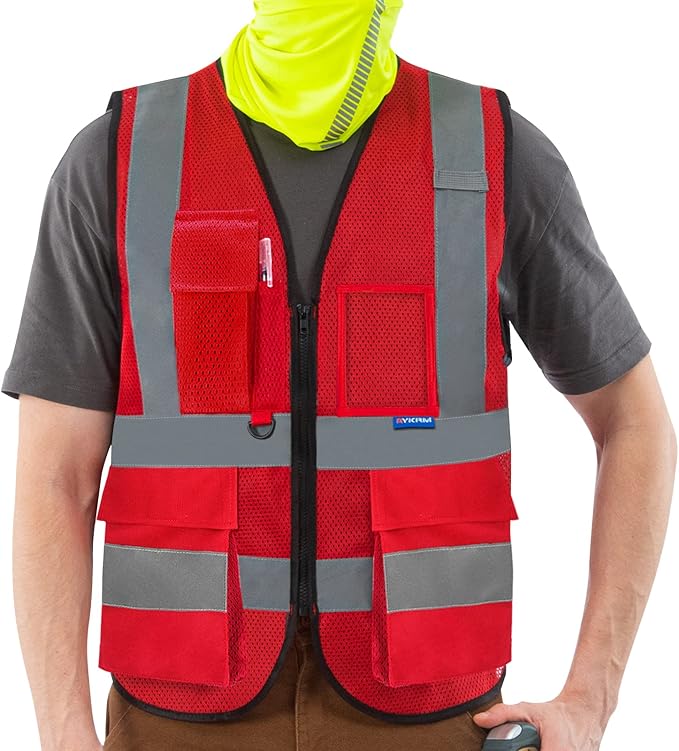 A-SAFETY Red mesh reflective vest