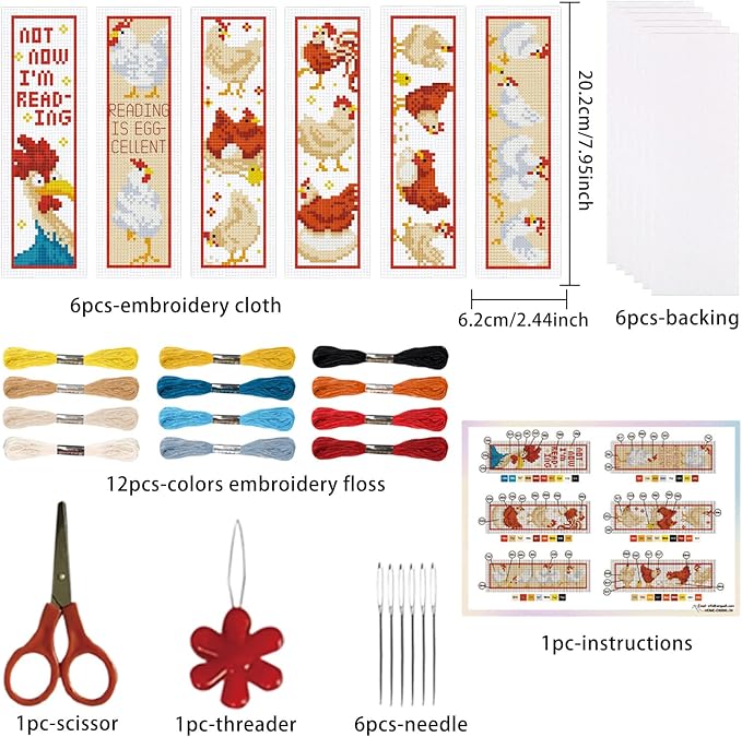 ORIGACH 6 Pcs Cross Stitch Bookmark Kit - Image 2