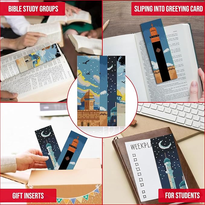 VIGEGU 4 Pcs Religion Cross Stitch Bookmark Kit - Image 3
