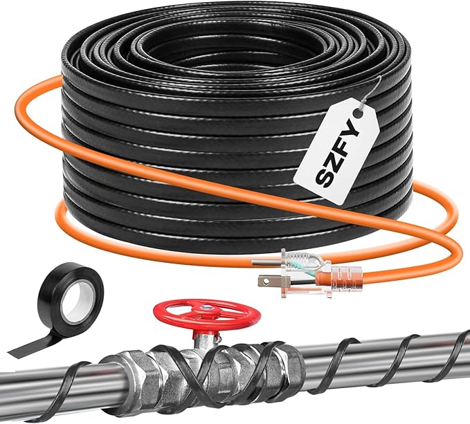 3FT~200FT Heat Tape for Water Pipes, -40°F Deicing Cable,Pipe Heat Cables for Roof,Gutter，Farm，Freeze Protetion Heating Wires, Heated Water Hose,Plumbing Fixtures,120V 5W/FT (6FT)
