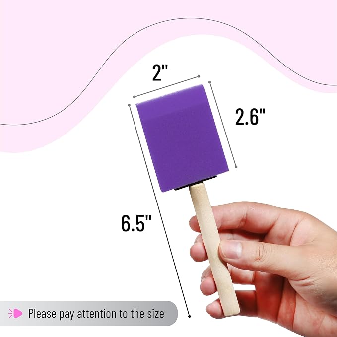 Bates- Foam Paint Brushes, 16 Pack, Violet Sponge Brushes - Image 3