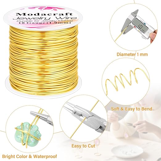Modacraft 18 Gauge Gold Jewelry Wire & 4-in-1 Pliers Kit - 65FT Tarnish - Image 3