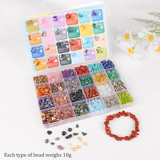 Crystal Chips Beads for Jewelry Making, 24 Colors Natural Gemstone Beads Making - Image 4