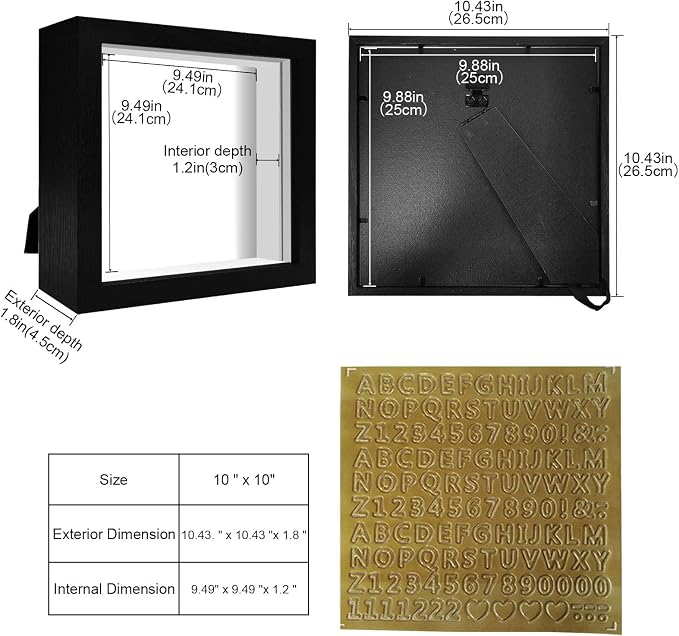 10x10 Shadow Box Frame with Letter Stickers, Graduation Memories Frame - Image 2