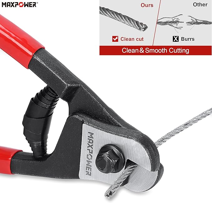 MAXPOWER Wire Cutter, 8-Inch Wire Rope Cutters for Steel Wire, Wire Seals, Aircraft Bicycle Cable, Cable Cutter Cuts Up to ¹³/₆₄"(5mm)