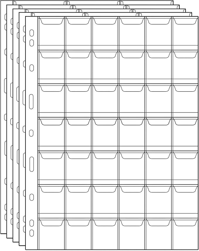 Coin Collecting Pages 5 Sheets 42 Pockets Standard 9Hole Coin Pocket Inserts by UnclePaul