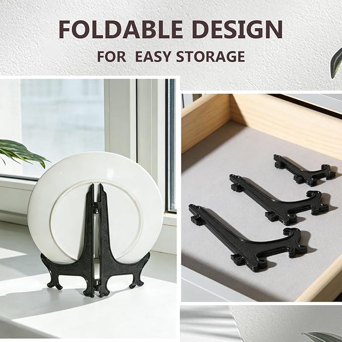 Artliving 4 Inch Black 12pcs/Set Plastic Easels Plate Display Stands Picture - Image 6