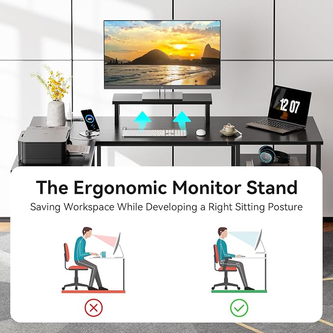 Furologee 50 Inch L Shaped Gaming Desk - Image 8