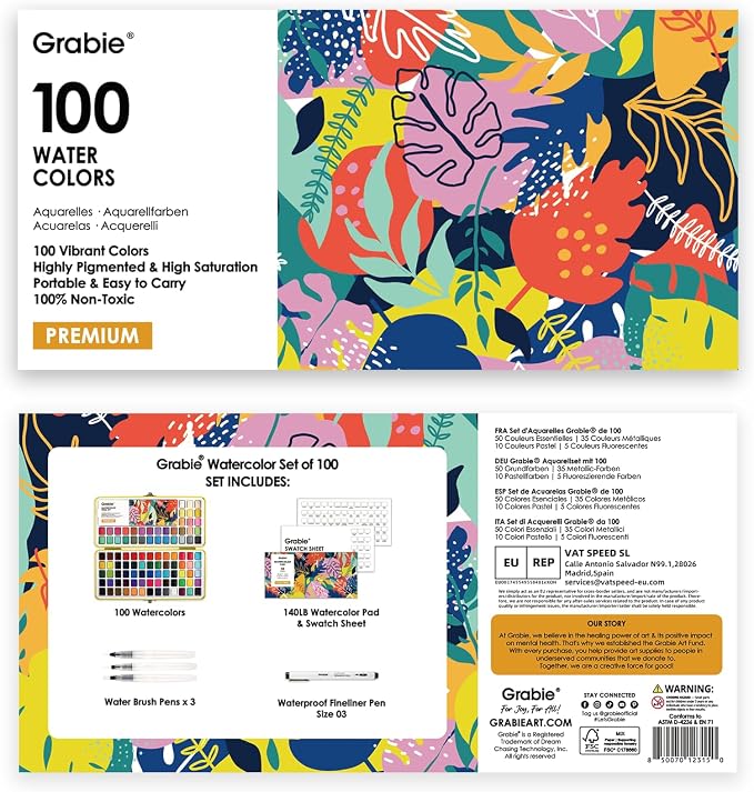 Grabie 100 Colors Premium All-In-One Watercolor Paint Set - Image 9