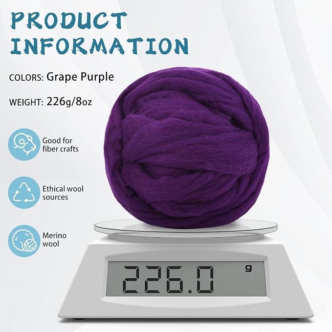 Core Wool for Needle Felting, 8 OZ Merino Wool Roving, Soft Felting Wool for - Image 2