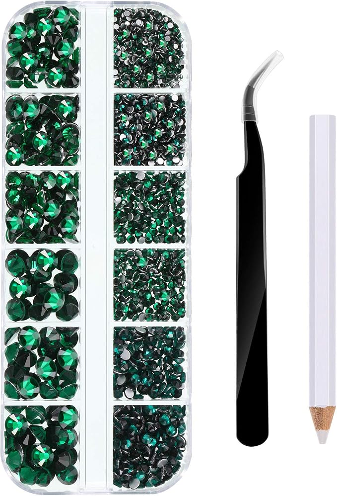 TecUnite 2000 Pieces Flat Back Gems Round Crystal Rhinestones 6 Sizes - Image 3