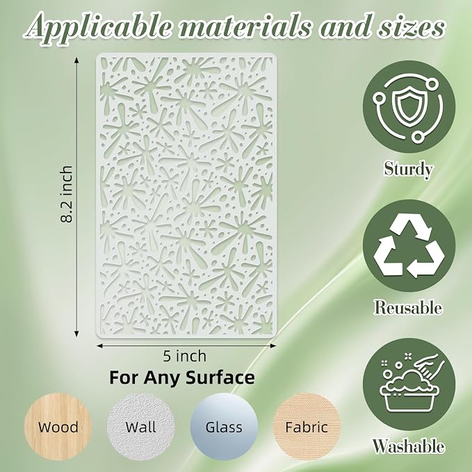 Geometric Texture Stencils for Crafts Reusable 12Pcs Stencils | DIY Art - Image 4