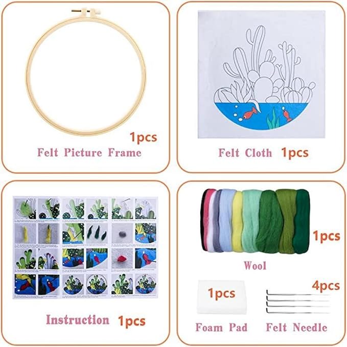 CaptainCrafts Needle Felting Kit, Wool Felt Supplies, Embroidery Hoops - Image 8