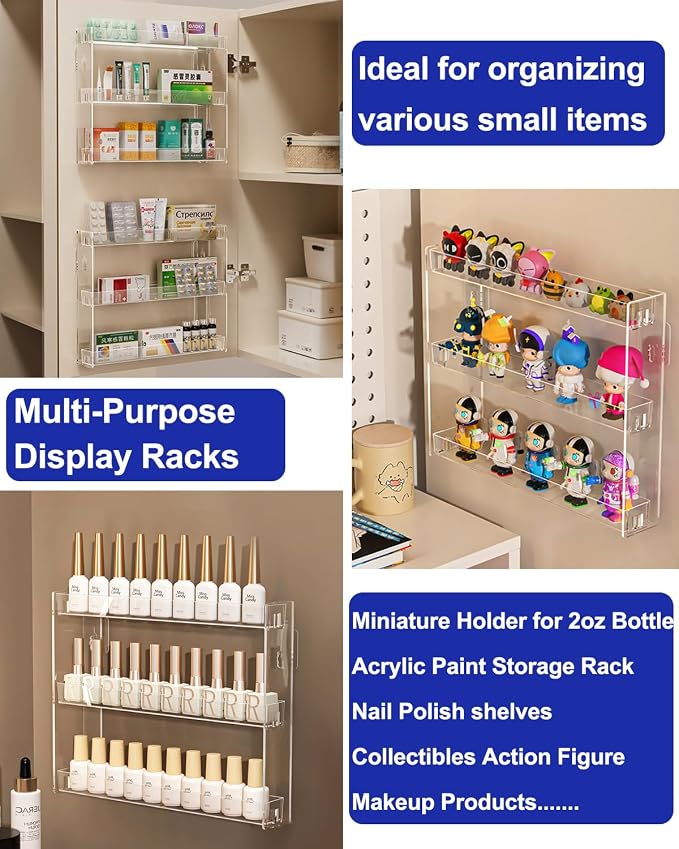 2Pack 3 Tier Display Rack, Acrylic Craft Paint Storage Organizer, Miniature - Image 4
