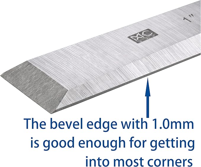 6 Piece Bevel Edge Wood Chisel Set 1/4 inch(6mm), 3/8 inch(10mm), 1/2 inch(12mm), 5/8 inch(16mm), 3/4 inch(20mm), 1 Inch(26mm) with Hornbeam Handles and Stainless Steel Ferrules