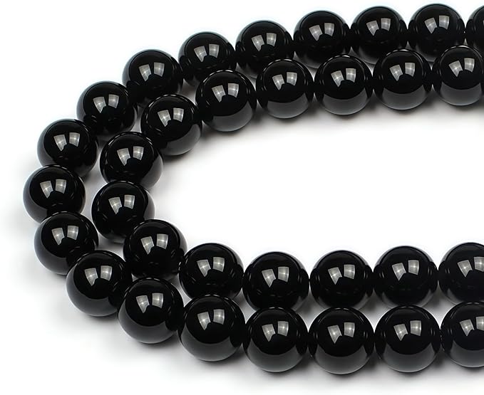 MJDCB Natural Stone Bead Black Onyx Gemstone Loose Beads by MJDCB