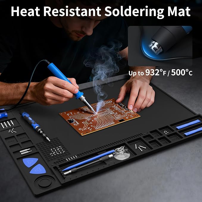 STREBITO Soldering Mat Large, Repair Mat Heat Resistant 932°F, Silicone Work - Image 3