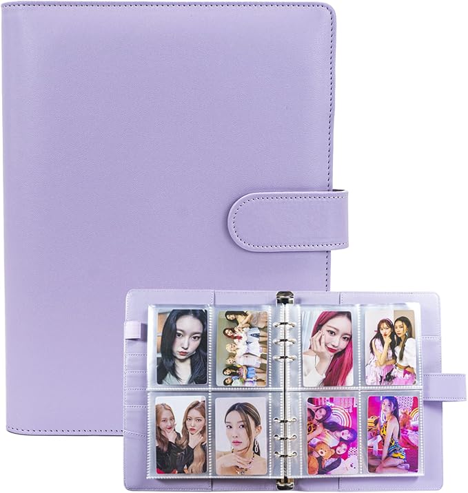 A5 Kpop Photocard Binder with 30 Pack 4-Pocket Card Pages, 6 Ring A5 Binder by WITHYU