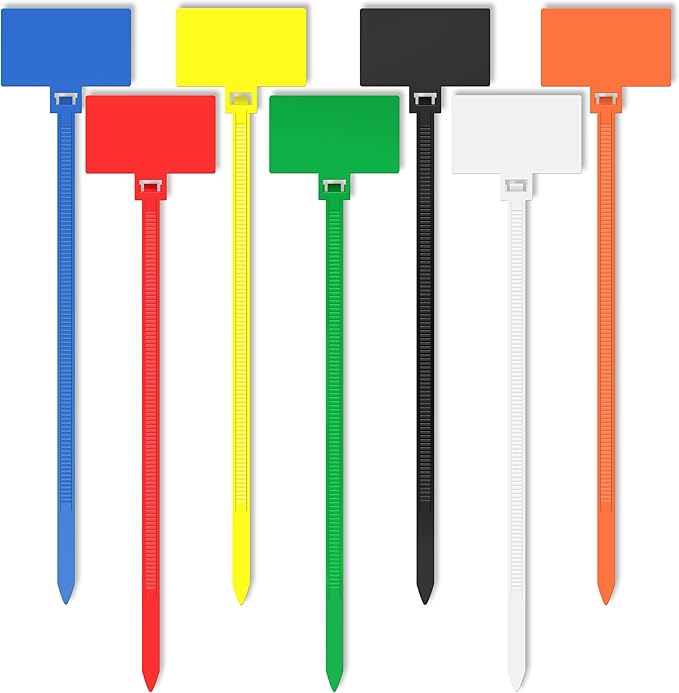 200 Pcs 6 inch Nylon Cable with Label Tags Marker Ties,Self-Locking Plastic Nylon Cable Ties Multicolor,Cords Straps Wire Zip Ties with Mark Tags Power Marking Label, 6 Inch(40lb)