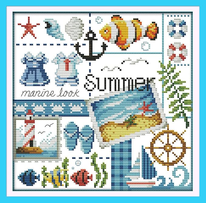 Awesocrafts 4 Pack Cross Stitch Kits, Four Seasons Easy Patterns Cross - Image 3