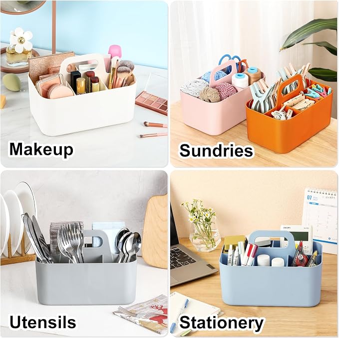 Multiuse Caddy Organizer with Handle, Portable Divided Plastic Tote Bin - Image 2